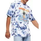 RE:fedett X Space Jam férfi póló  első Print in Tie-Dye Look, pamut kerek nyakú, RCWARN751 kék Méret: XL