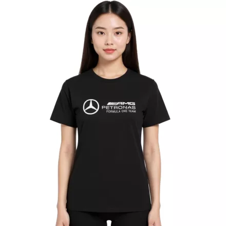 Mercedes-Benz AMG Petronas F1 MAPF női póló, pamut póló  nagyméretű Logo, nadrág-Sleeved Ing, 701227045 001 fekete Méret: M