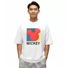 RE:fedett X Disney férfi póló  nagyméretű Mickey Mouse Print, kerek nyak, fehér Méret: L