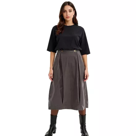 női Midi Szoknya Corduroy Szoknya  doboz Pleats Made of Organic pamut Pleated Szoknya 908254 szürke Méret: 52