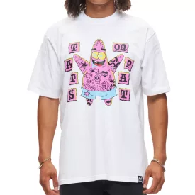   RE:fedett X Nickelodeon férfi póló SpongeBob SquarePants pamut kerek nyakú Ing RCVCM683 fehér Méret: S