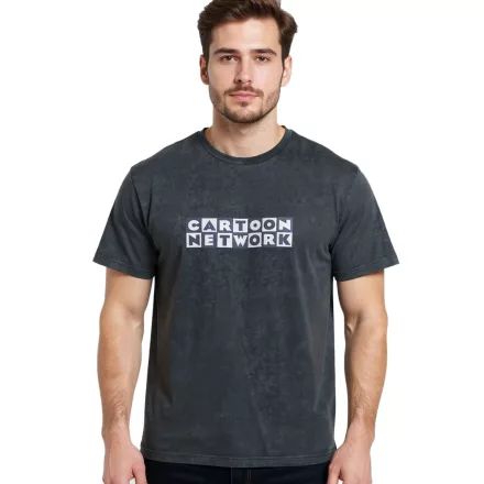 RE:fedett X Cartoon Network férfi póló  Motto Print, pamut kerek nyakú, RCWARN753 szürke Méret: M