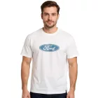 RE:fedett X FORD férfi póló  Ford Torino Print, pamut kerek nyakú, RCFRD504, ekrü-fehér Méret: M