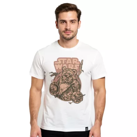 RE:fedett X Star Wars Csillagok Háborúja férfi póló  Ewok Print, pamut Ing, nadrág-Sleeved Ing, RCDIF2044, ekrü-fehér Méret: L