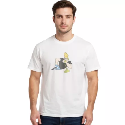 RE:fedett X Cartoon Network férfi póló Johnny Bravo pamut kerek nyakú RCWARN752 világos bézs Méret: L