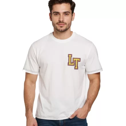 RE:fedett X LOONEY TUNES férfi póló  Basketball Print, pamut kerek nyakú, RCWARN750, ekrü-fehér Méret: M