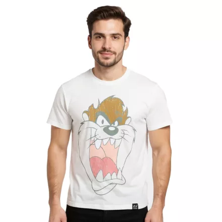 RE:fedett X LOONEY TUNES férfi póló Tasmanian Devil pamut kerek nyakú RCWARN551 ekrü-fehér Méret: M