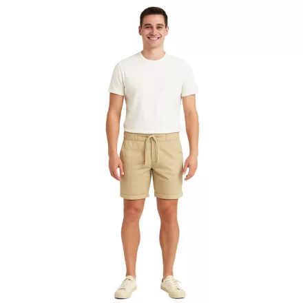 BLEND férfi pamut Sort Rövidnadrág, nadrág bermuda rövidnadrág Sort Rövidnadrág  Turn-Up Hem és Elastic Waistband, 20716624 161104 bézs Méret: L