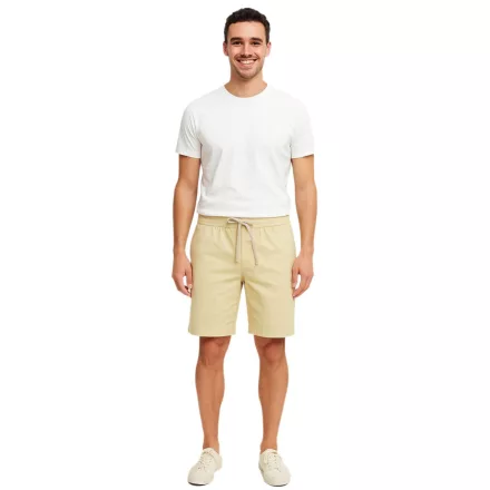 alkalmi FRIDAY Sigge férfi alkalmi bermuda rövidnadrág Chino nadrág  Elastic Waistband, pamut Sort Rövidnadrág, 20505130 131008 bézs Méret: M