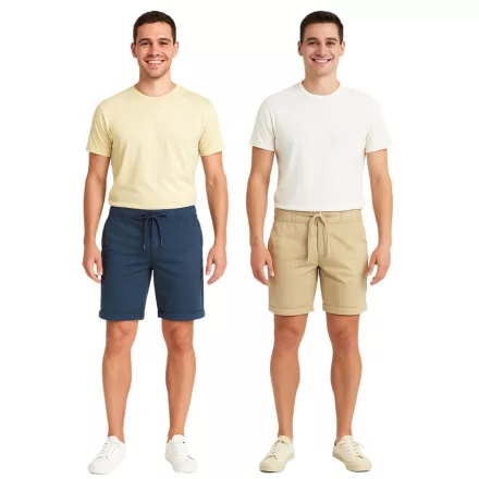 BLEND férfi pamut bermuda rövidnadrág Sort Rövidnadrág  Turn-Up Hem és Elastic Waistband 20716624 in kék vagy bézs Méret: M