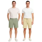 alkalmi FRIDAY Sigge férfi alkalmi bermuda rövidnadrág Chino Sort Rövidnadrág  Elastic Waistband, pamut Sort Rövidnadrág, 20505130 in zöld vagy bézs Méret: M