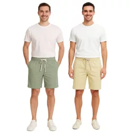   alkalmi FRIDAY Sigge férfi alkalmi bermuda rövidnadrág Chino Sort Rövidnadrág  Elastic Waistband, pamut Sort Rövidnadrág, 20505130 in zöld vagy bézs Méret: S