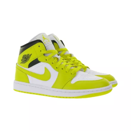 NIKE Air Jordan 1 Mid női ódi bőr edzőcipő edző cipő Mid-Top edzőcipő edző cipő BQ6472-170 fehér/sárga/fekete Méret: 39