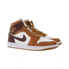 NIKE Air Jordan 1 Mid női ódi bőr edzőcipő edző cipő Mid-Top edzőcipő edző cipő BQ6472-200 fehér/piros/barna Méret: 36_1_2