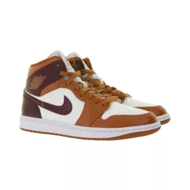   NIKE Air Jordan 1 Mid női ódi bőr edzőcipő edző cipő Mid-Top edzőcipő edző cipő BQ6472-200 fehér/piros/barna Méret: 36_1_2