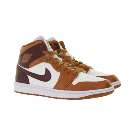 NIKE Air Jordan 1 Mid női ódi bőr edzőcipő edző cipő Mid-Top edzőcipő edző cipő BQ6472-200 fehér/piros/barna Méret: 36_1_2
