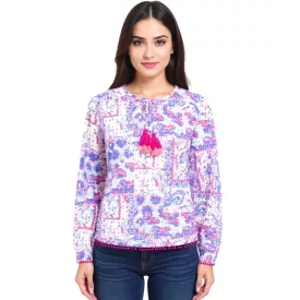   ZWILLINGSHERZ női Summer blúz  All-Over Paisley minta 33214-84 kék/rózsaszín/fehér Méret: L