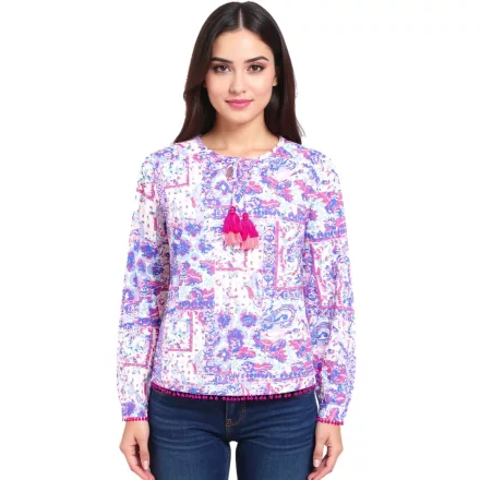 ZWILLINGSHERZ női Summer blúz  All-Over Paisley minta 33214-84 kék/rózsaszín/fehér Méret: L
