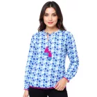 ZWILLINGSHERZ női Polka Dot Summer blúz tunika Ing 33215-86 kék/fehér/rózsaszín Méret: S