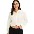 női Summer blúz, hosszú-Sleeved Crepe blúz, Plus Sizes, 920882 bézs Méret: 48
