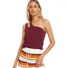 Sustainable női summer Top, asymmetrical alkalmi Top, pamut Ing 979632, wine piros Méret: 44_46