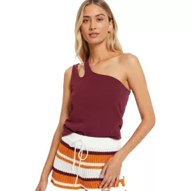   Sustainable női summer Top, asymmetrical alkalmi Top, pamut Ing 979632, wine piros Méret: 48_50