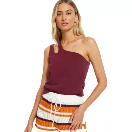 Sustainable női summer Top, asymmetrical alkalmi Top, pamut Ing 979632, wine piros Méret: 48_50