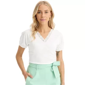   női póló  dekoratív elemek, nadrág-Sleeved Ing 944192 fehér Méret: 44_46