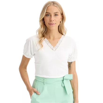 női póló  dekoratív elemek, nadrág-Sleeved Ing 944192 fehér Méret: 44_46