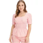 női Puff újj blúz, pamut blúz, Summer Top, rövid ujjú Ing, 963325 rózsaszín Méret: 42
