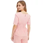 női Puff újj blúz, pamut blúz, Summer Top, rövid ujjú Ing, 963325 rózsaszín Méret: 44