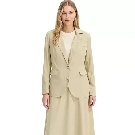 stílusos női estélyi blézer, autumn blézer, business blézer, 909552 khaki Méret: 38