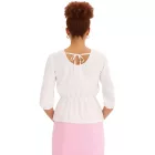 női Summer blúz, kerek nyak blúz  3/4 ujj és Peplum Hem, pamut blúz 920934 fehér Méret: 48