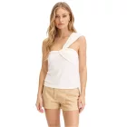 női Summer Top, Asymmetrical alkalmi Top in Airy Crepe 949222 fehér Méret: 32