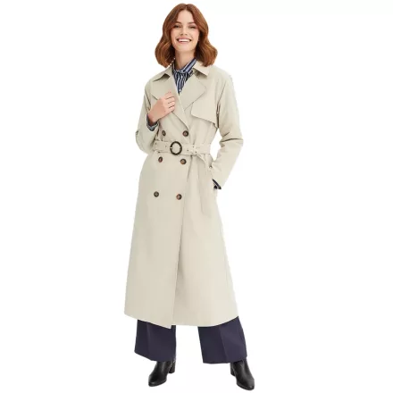 Divatos női trench coat stílusú, levehető ujjakkal, üzleti dzseki 947271, khaki Méret:48