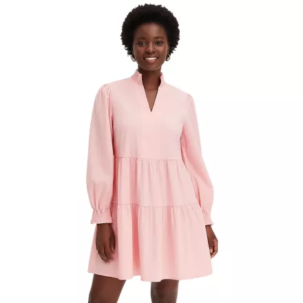 Flared ruffle ruha  smocked neckline és újj hem, mini ruha, pamut ruha 956565 rózsaszín Méret: 38