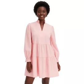   Flared ruffle ruha  smocked neckline és újj hem, mini ruha, pamut ruha 956565 rózsaszín Méret: 42