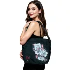 ALCHEMY UL13 női oldal táska táska  print és logo embroidery, fekete pamut táska Méret: N
