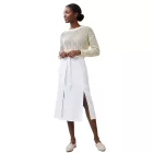 romantikus női summer Szoknya  tie Öv made of pure linen, midi Szoknya 905991, fehér Méret: 46