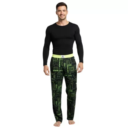 RE:fedett X XBOX Series X Lounge nadrág férfi Pajama nadrág stílusos Pajama nadrág in fekete/zöld vagy fekete/Neon zöld Méret: S
