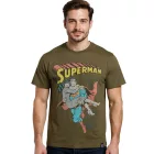 RE:fedett X SUPERMAN DC férfi póló  Comic Print, pamut kerek nyakú Ing RCWARN55 in ekrü-fehér vagy Khaki Méret: M
