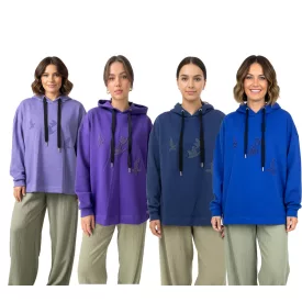   ZEGY női pulóver  Bird Embellishments, pamut pulóver Pulóver 1074 in kék, Navy, lila, világos lila Méret: S