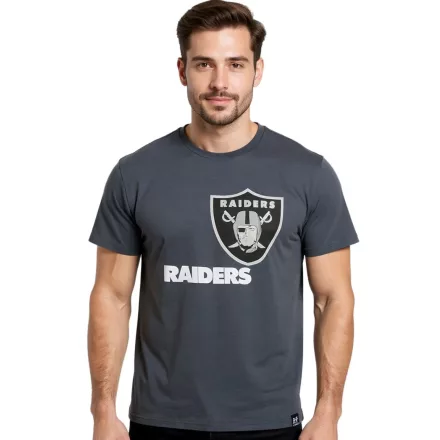 RE:fedett X NFL Las Vegas Raiders férfi póló  Logo Print, pamut kerek nyakú póló in Colorful szürke/fehér vagy szürke Méret: M