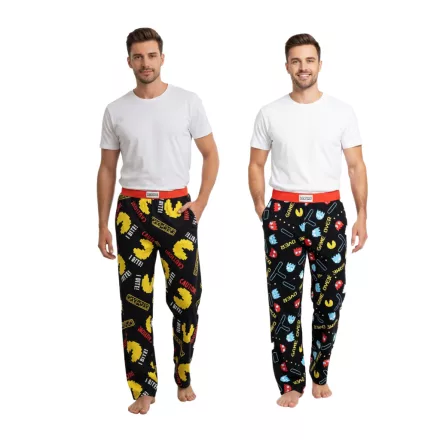 RE:fedett X Pac-férfi Lounge nadrág férfi Pajama nadrág  Pac-férfi All-Over Print Pajama nadrág in fekete/sárga vagy fekete/piros Méret: M