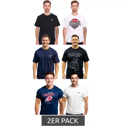 2-csomag of U.S. SPORT AMERICA férfi alap pamut kerek nyakú nadrág-sleeved Póló in kék/fekete, fekete/fehér, vagy kék/fehér Méret: M