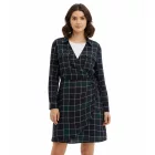 Puha esésű női miniruha, kockás wrap ruha inggallérral, 914043 Kék Méret:36