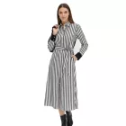 Classic női midi ruha, ingruha csíkos mintával, fekete/fehér, 934129 - 50