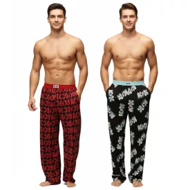   RE:fedett X ACDC Lounge nadrág férfi Pajama nadrág  ACDC All-Over Print in fekete/piros vagy fekete/világos kék Méret: M