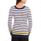 DELMAO női kötött Pulóver  dekoratív gomb Placket, hosszú-Sleeved Ing Pulóver in piros/sötét kék vagy kék/fehér Méret: 32_34