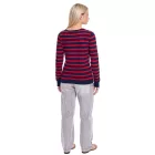 DELMAO női kötött Pulóver  dekoratív gomb Placket, hosszú-Sleeved Ing Pulóver in piros/sötét kék vagy kék/fehér Méret: 32_34